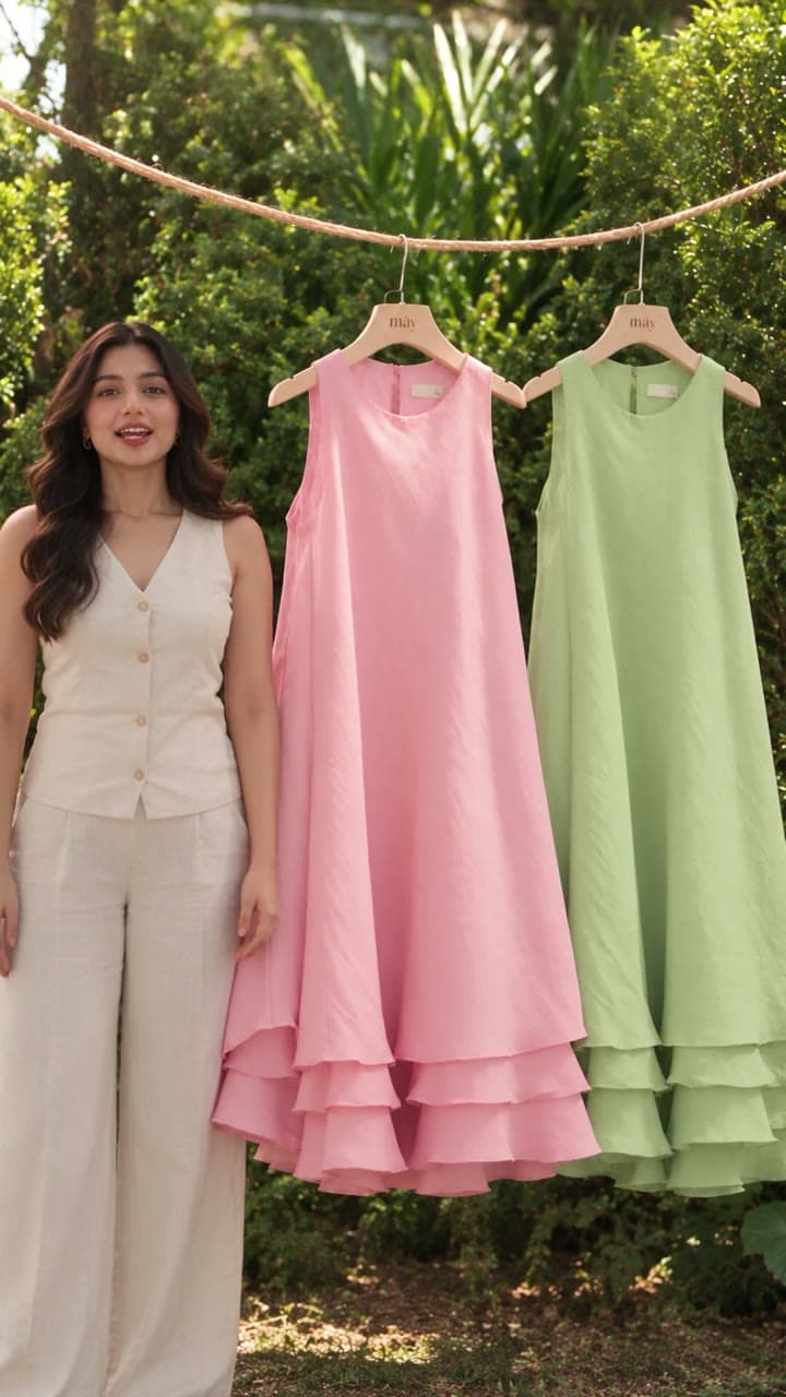 Three-tier ruffle maxi dress